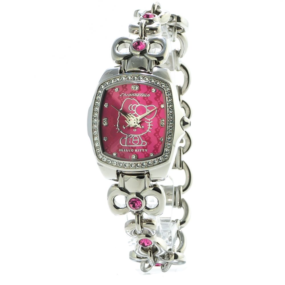 Chronotech Silver Stainless Steel Watch with Chic Pink Dial