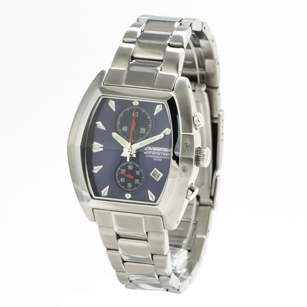 Chronotech Silver Steel Watch - Elegant Precision Timepiece