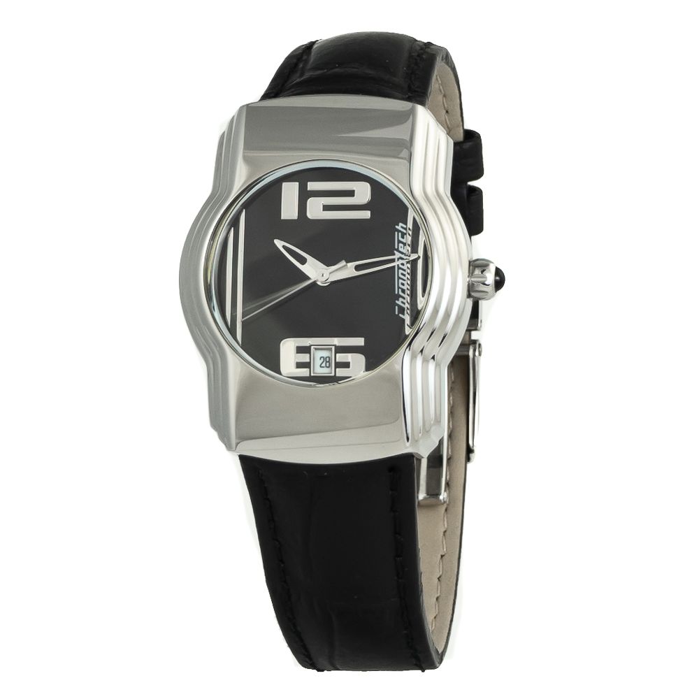 Chronotech Black Leather Watch for Timeless Sophistication