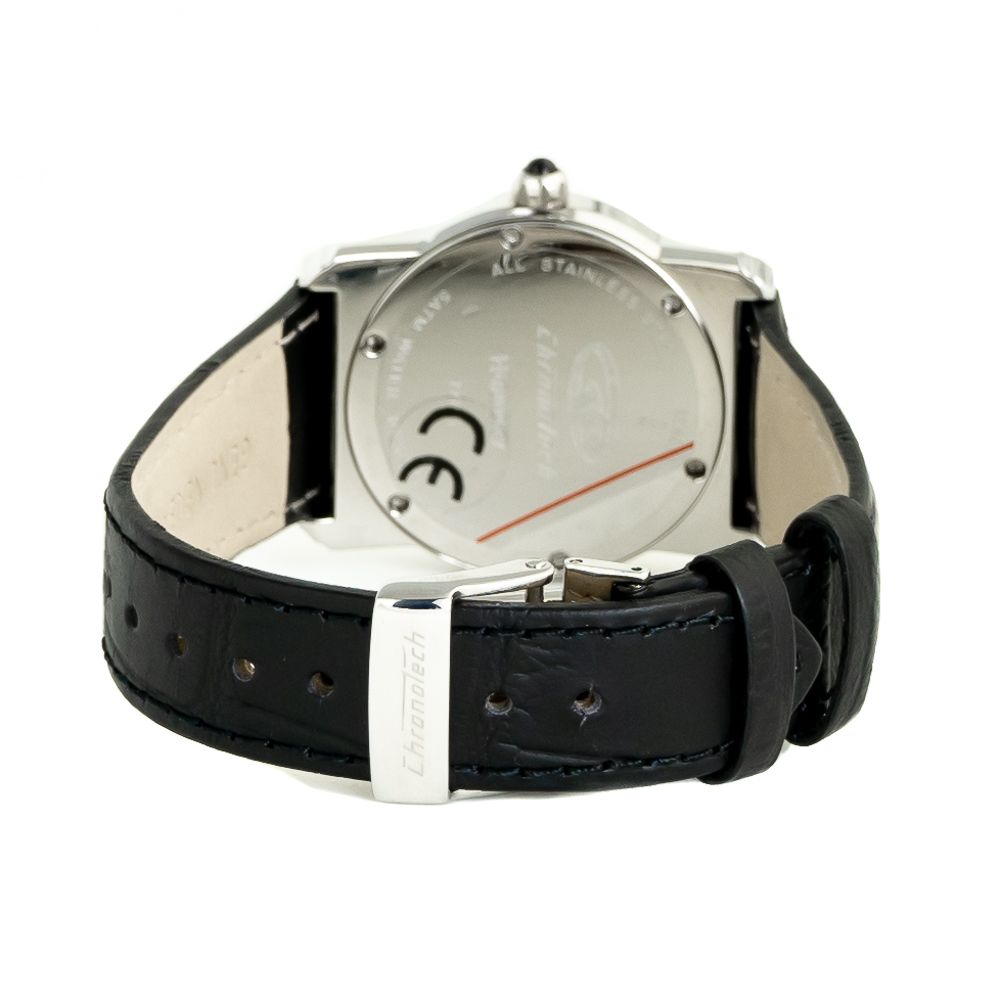 Chronotech Black Leather Watch for Timeless Sophistication