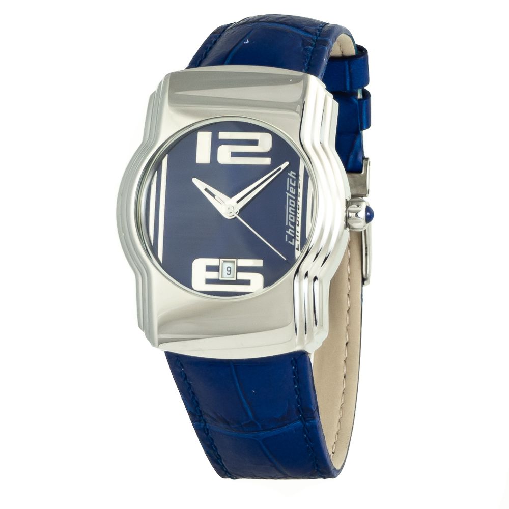 Chronotech Blue Leather Watch for Timeless Sophistication