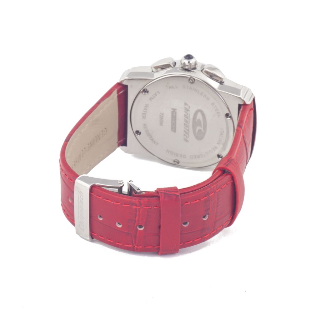 Chronotech Red Leather Watch - Sophisticated Timepiece Elegance