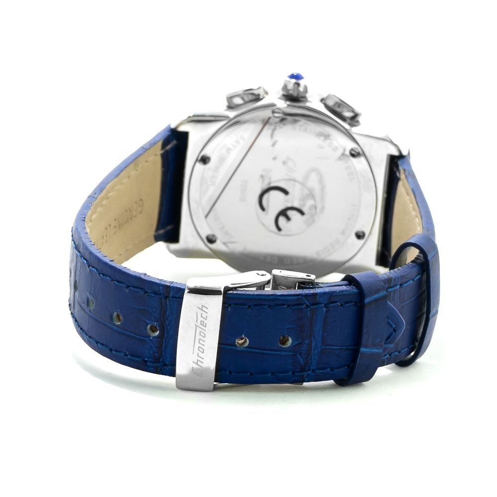 Chronotech Blue Leather Watch with Timeless Elegance