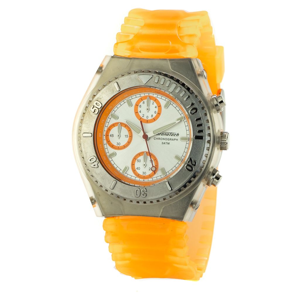 Chronotech Orange Rubber Watch – Sporty Elegance Redefined