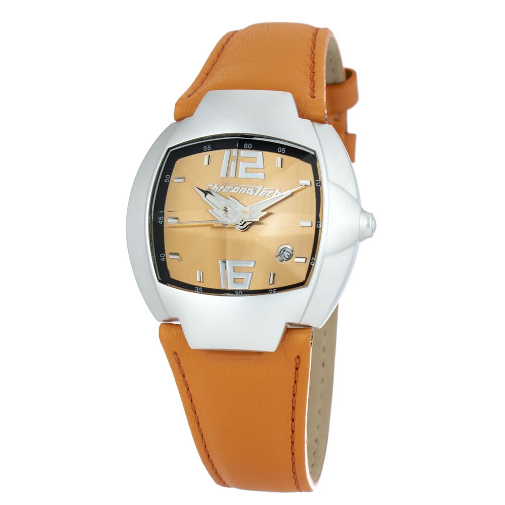 Chronotech Orange Leather Watch: Bold Elegance Redefined