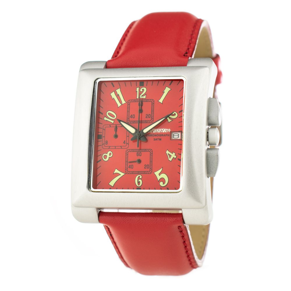 Chronotech Red Leather Watch - Timeless Elegance Redefined