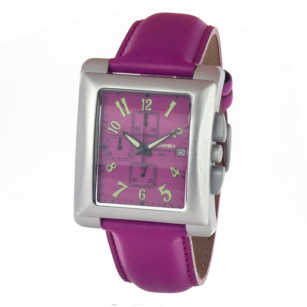 Chronotech Purple Leather Watch - Exquisite Timepiece Elegance