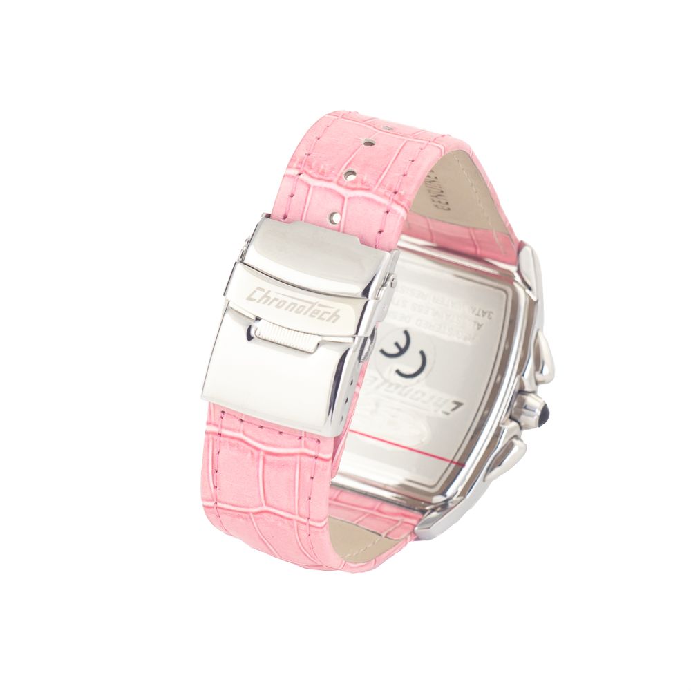 Chronotech Silver Steel Watch with Stunning Pink Dial