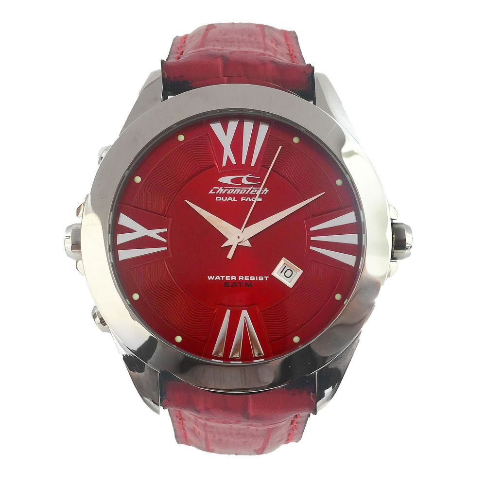 Chronotech Black Leather Watch for Timeless Elegance