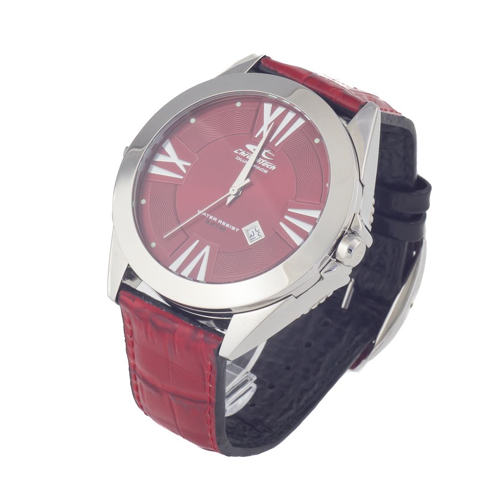 Chronotech Black Leather Watch - Timeless Elegance Redefined