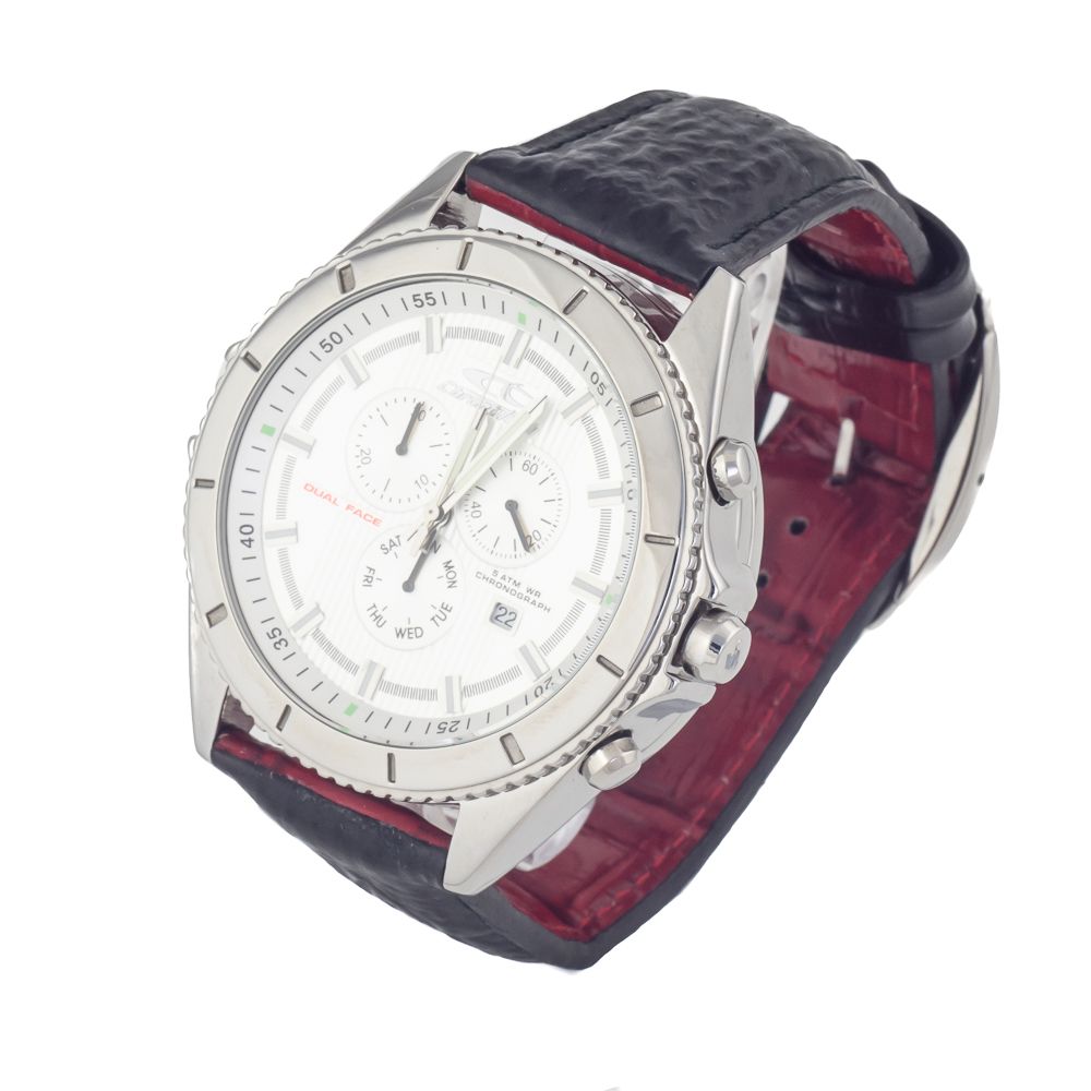 Chronotech Black Leather Watch - Timeless Elegance Redefined
