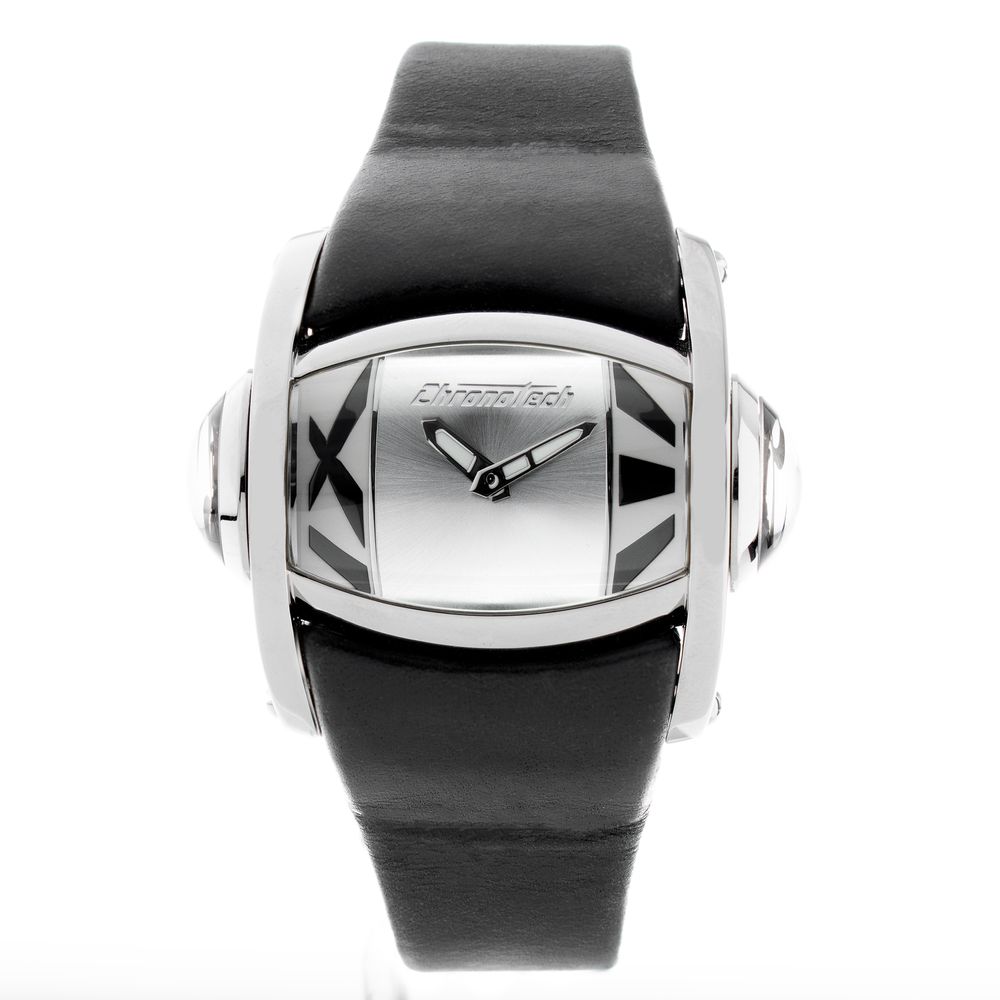 Chronotech Black Leather Watch for Timeless Sophistication