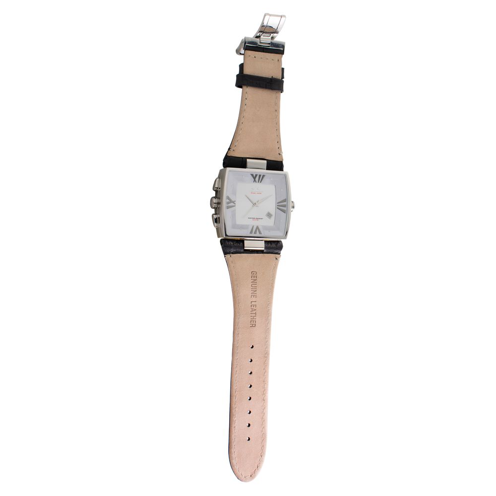 Chronotech Black Leather Watch - Refined Luxury Timepiece
