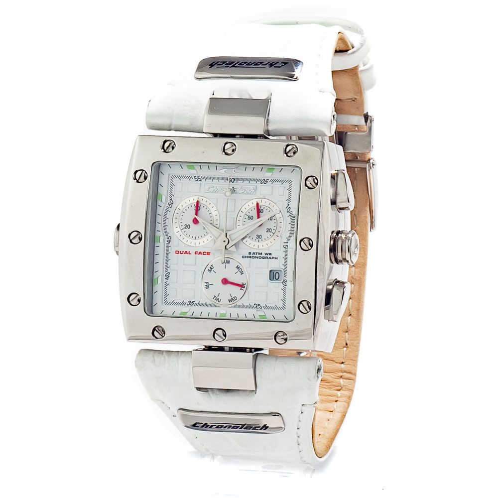 Chronotech White Leather Watch for Timeless Elegance