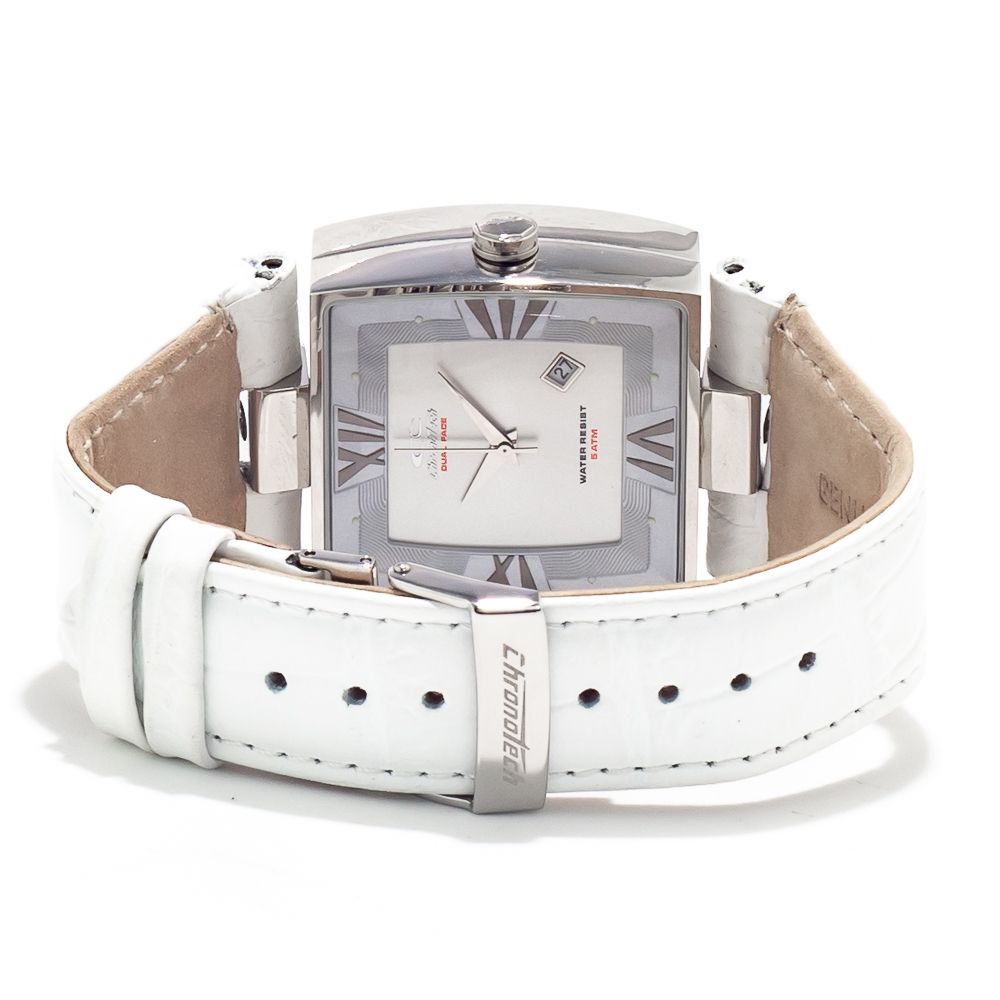 Chronotech White Leather Watch for Timeless Elegance
