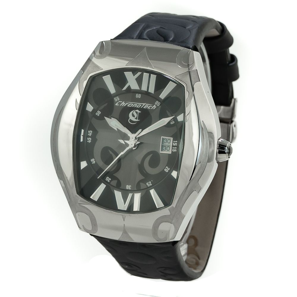 Chronotech Black Leather Watch: Timeless Elegance Redefined