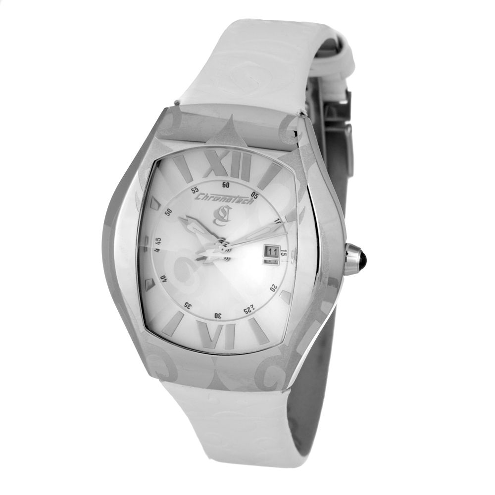 Chronotech White Leather Watch for Timeless Elegance