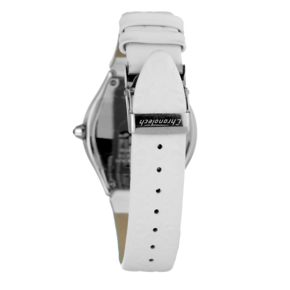 Chronotech White Leather Watch for Timeless Elegance