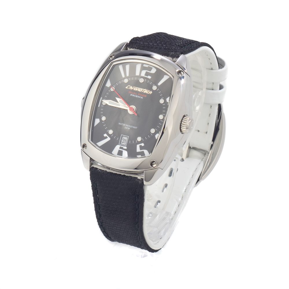 Chronotech Black Leather Watch with Exquisite Craftsmanship