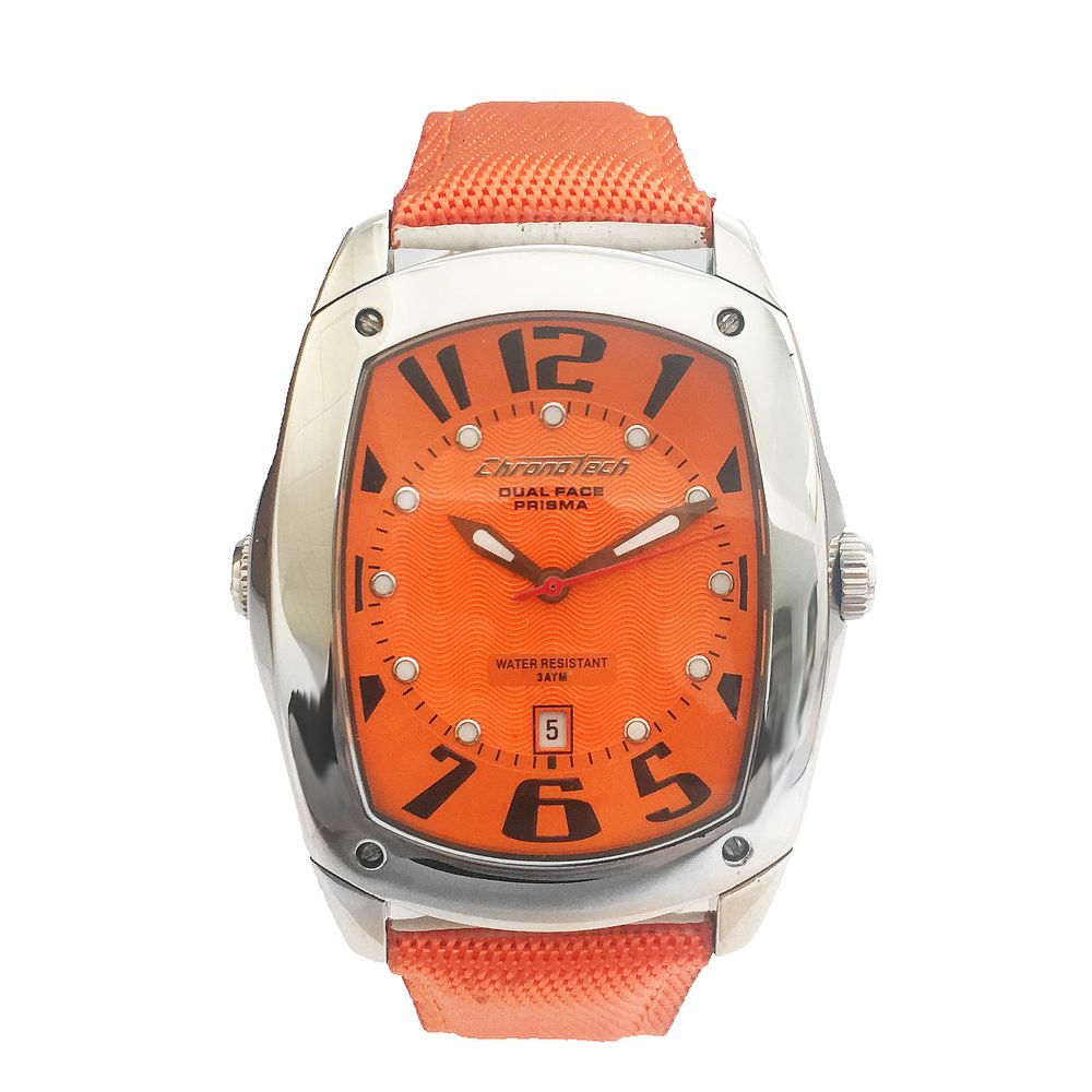 Chronotech Orange Leather Watch - Bold Elegance Redefined