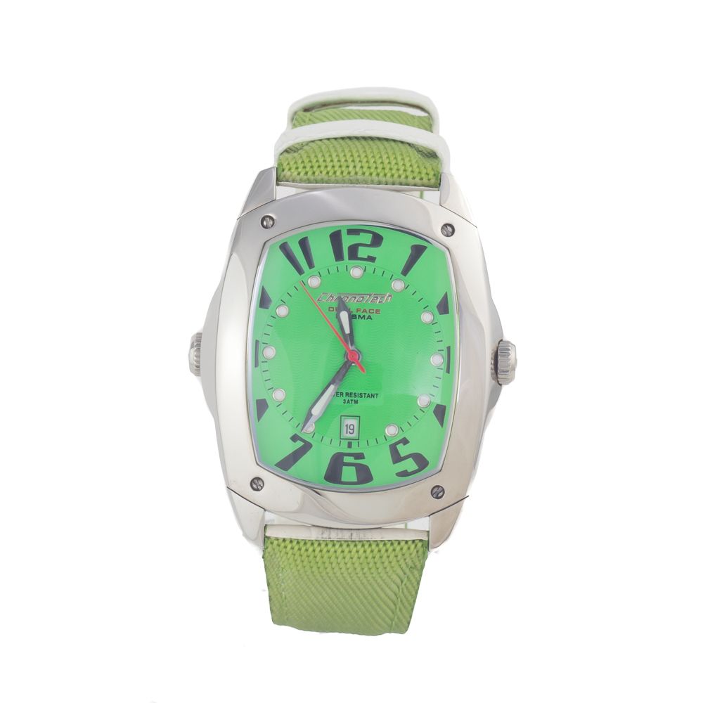 Chronotech Green Leather Watch with Elegant Dial Design