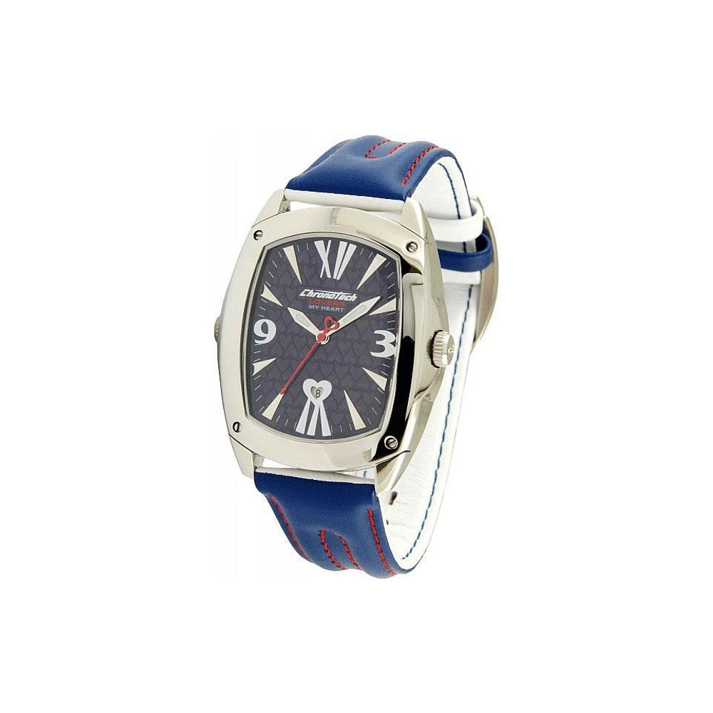 Chronotech Blue Leather Watch for Timeless Elegance