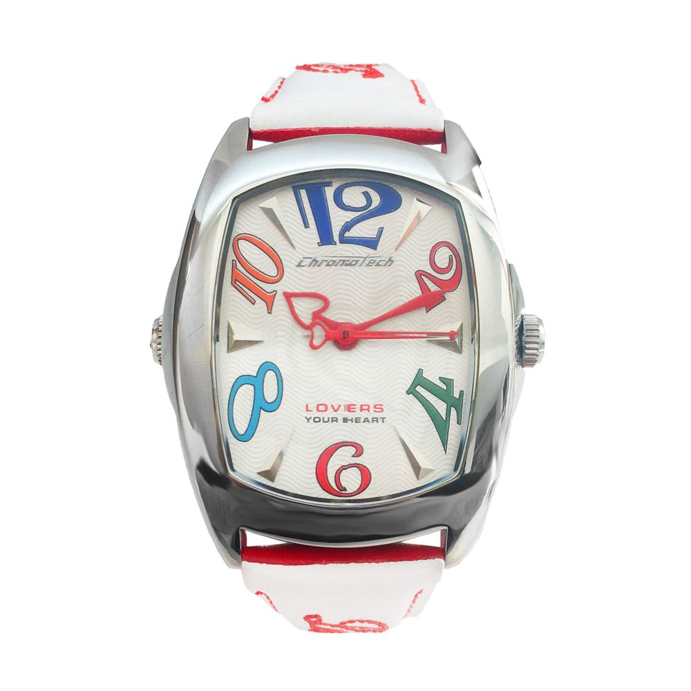 Chronotech Red Leather Watch: Bold Elegance Redefined