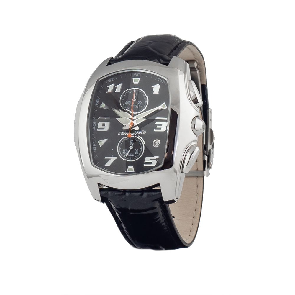 Chronotech Black Leather Watch: Timeless Elegance Redefined