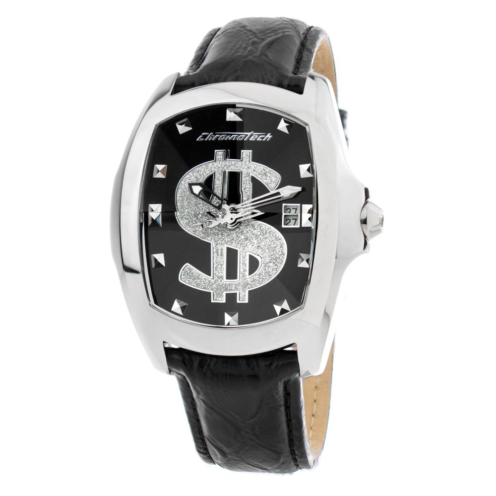 Chronotech Black Leather Watch Timeless Elegance Redefined