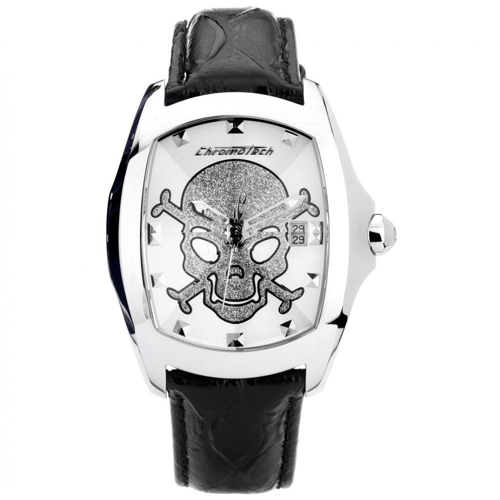 Chronotech Black Leather Watch: Timeless Sophistication