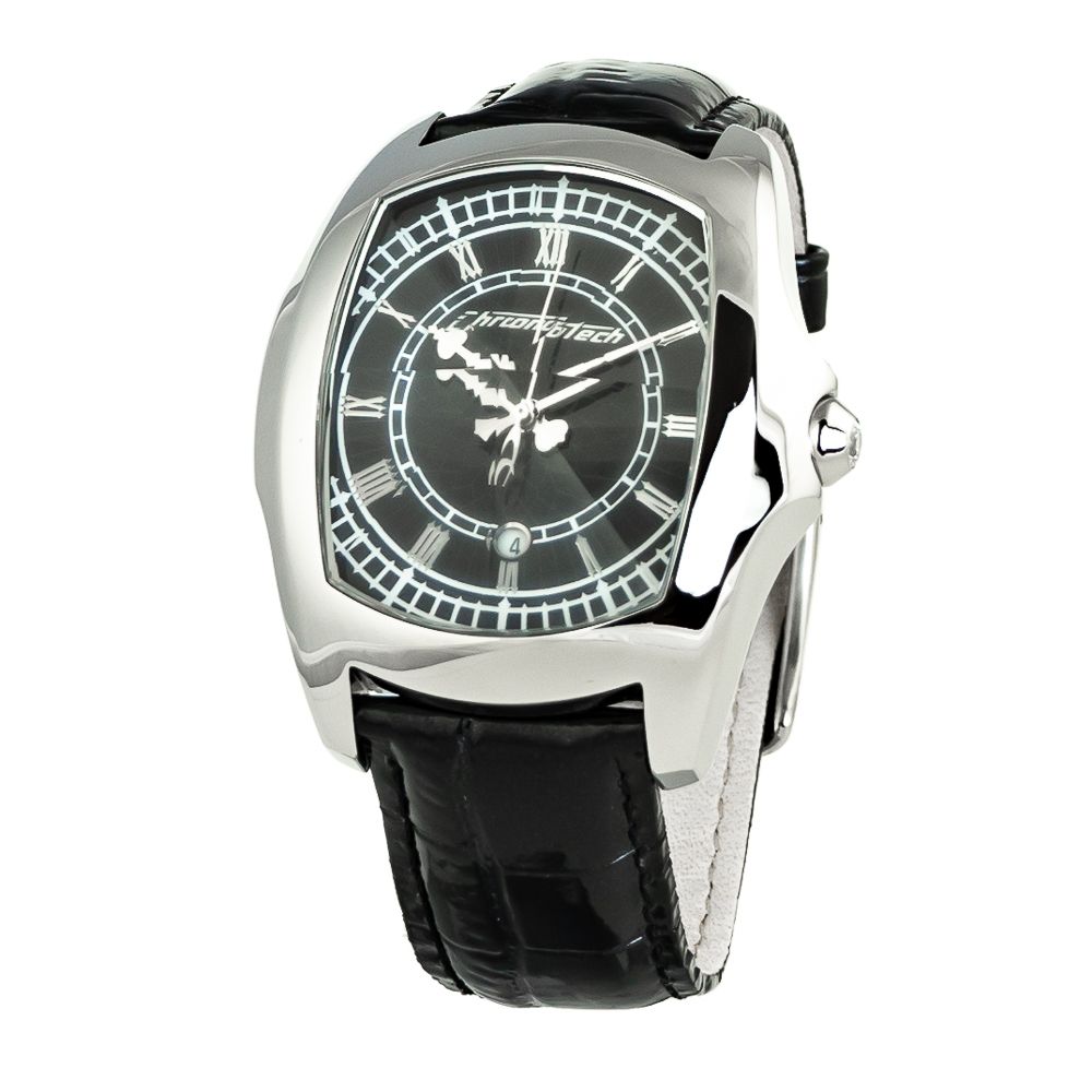 Chronotech Black Leather Watch - Timeless Elegance Redefined