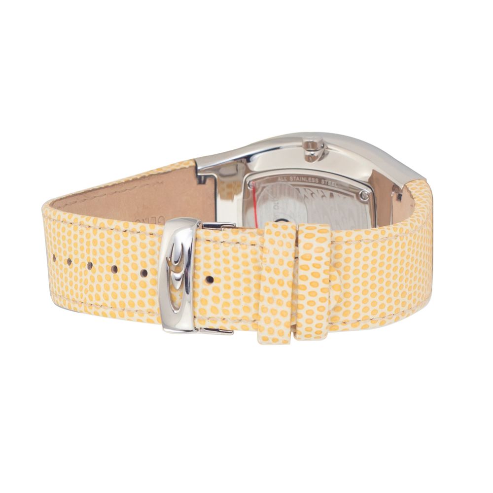 Chronotech Yellow Leather Watch with Silver Steel Case