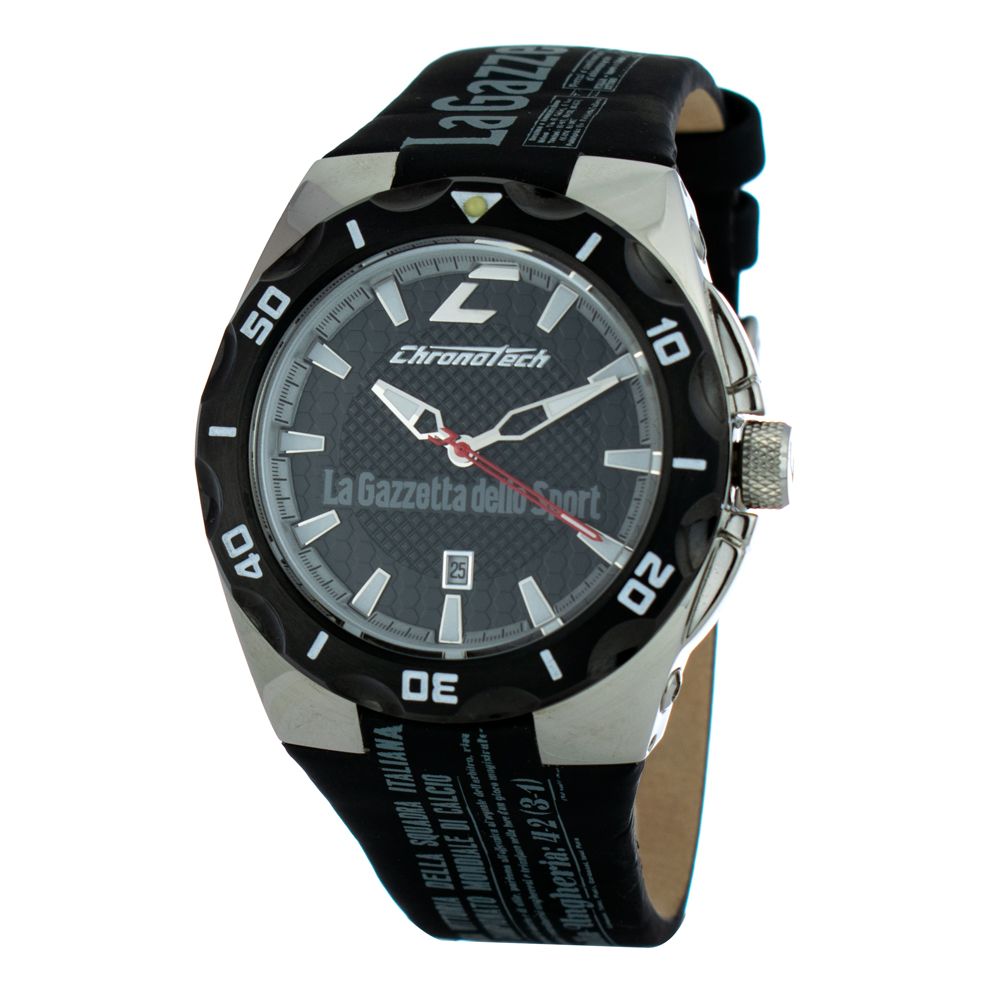 Chronotech Black Leather Watch - Timeless Elegance Redefined