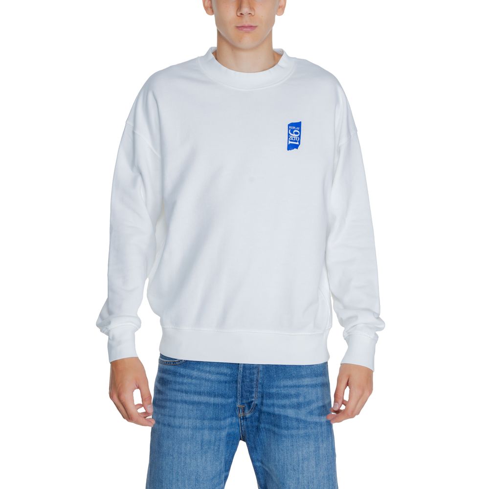 Replay White Cotton Sweater for Effortless Sophistication