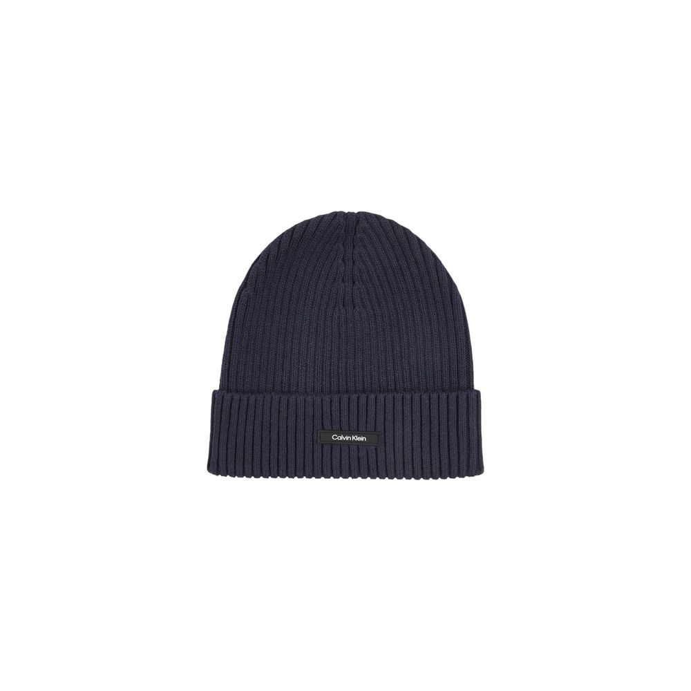 Calvin Klein Blue Organic Cotton Beanie Hat for Sophisticated Style
