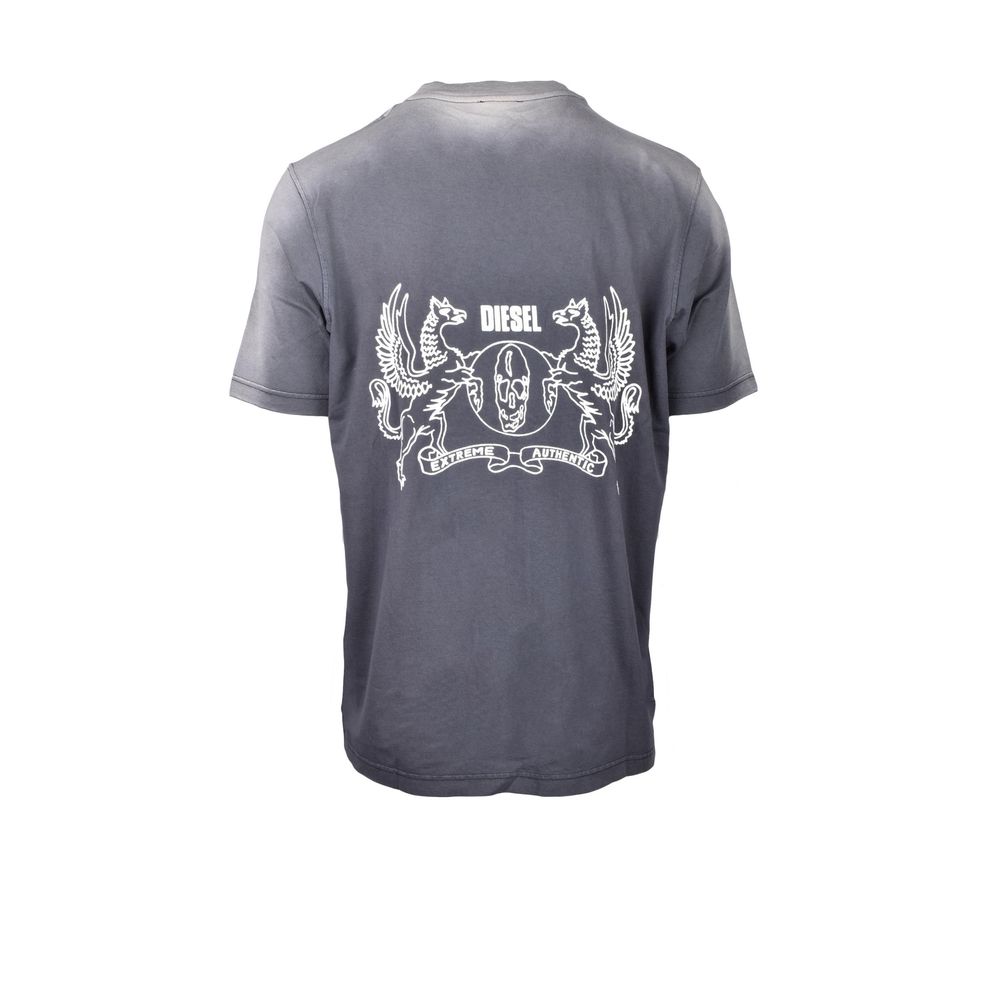Diesel Gray Cotton T-Shirt for Effortless Sophistication