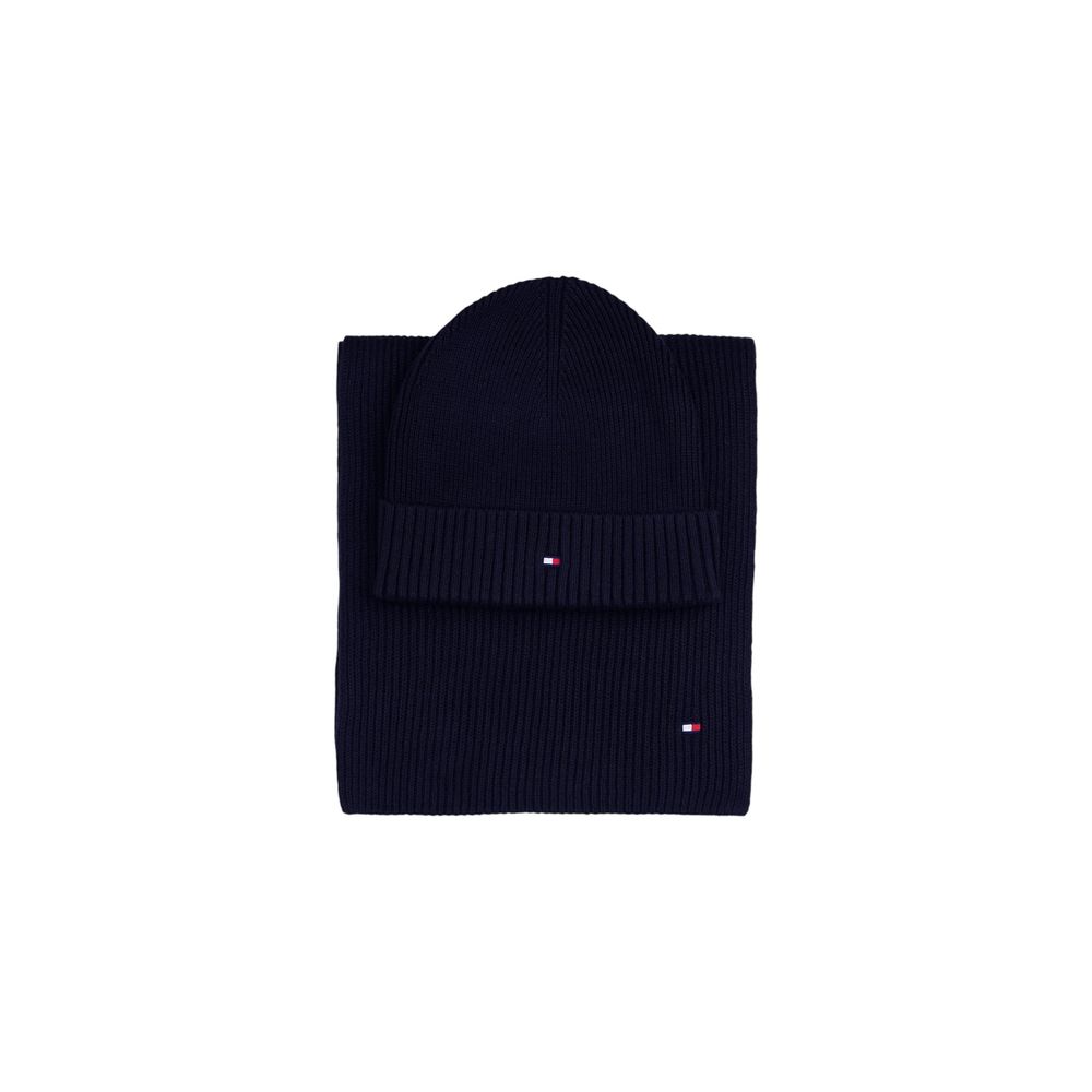 Tommy Hilfiger Blue Cotton Scarf and Hat Set