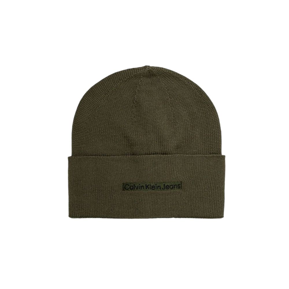 Calvin Klein Green Cotton Beanie for Effortless Elegance