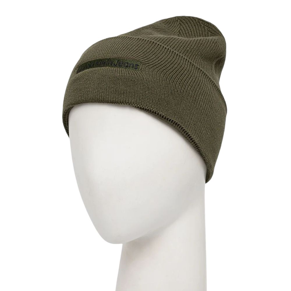 Calvin Klein Green Cotton Beanie for Effortless Elegance