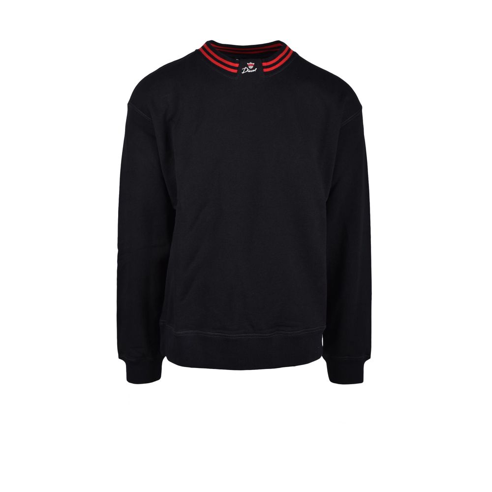 Diesel Black Cotton Sweater: Contemporary Elegance Redefined