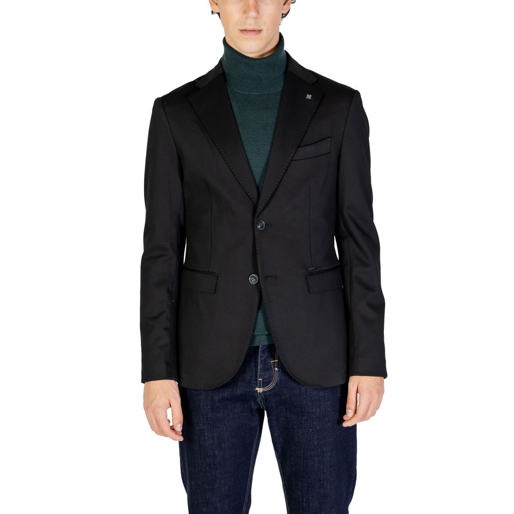Gianni Lupo Black Wool Blazer for Timeless Elegance