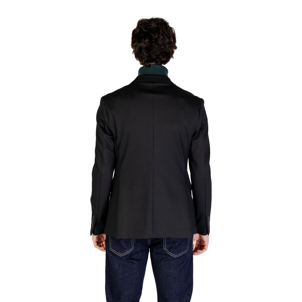 Gianni Lupo Black Wool Blazer for Timeless Elegance