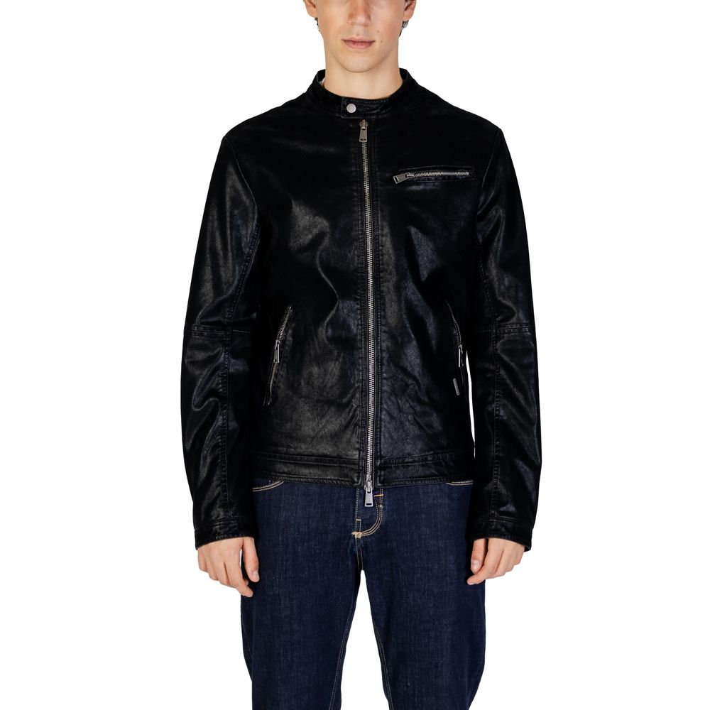 Gianni Lupo Black Cotton Jacket Exuding Timeless Elegance