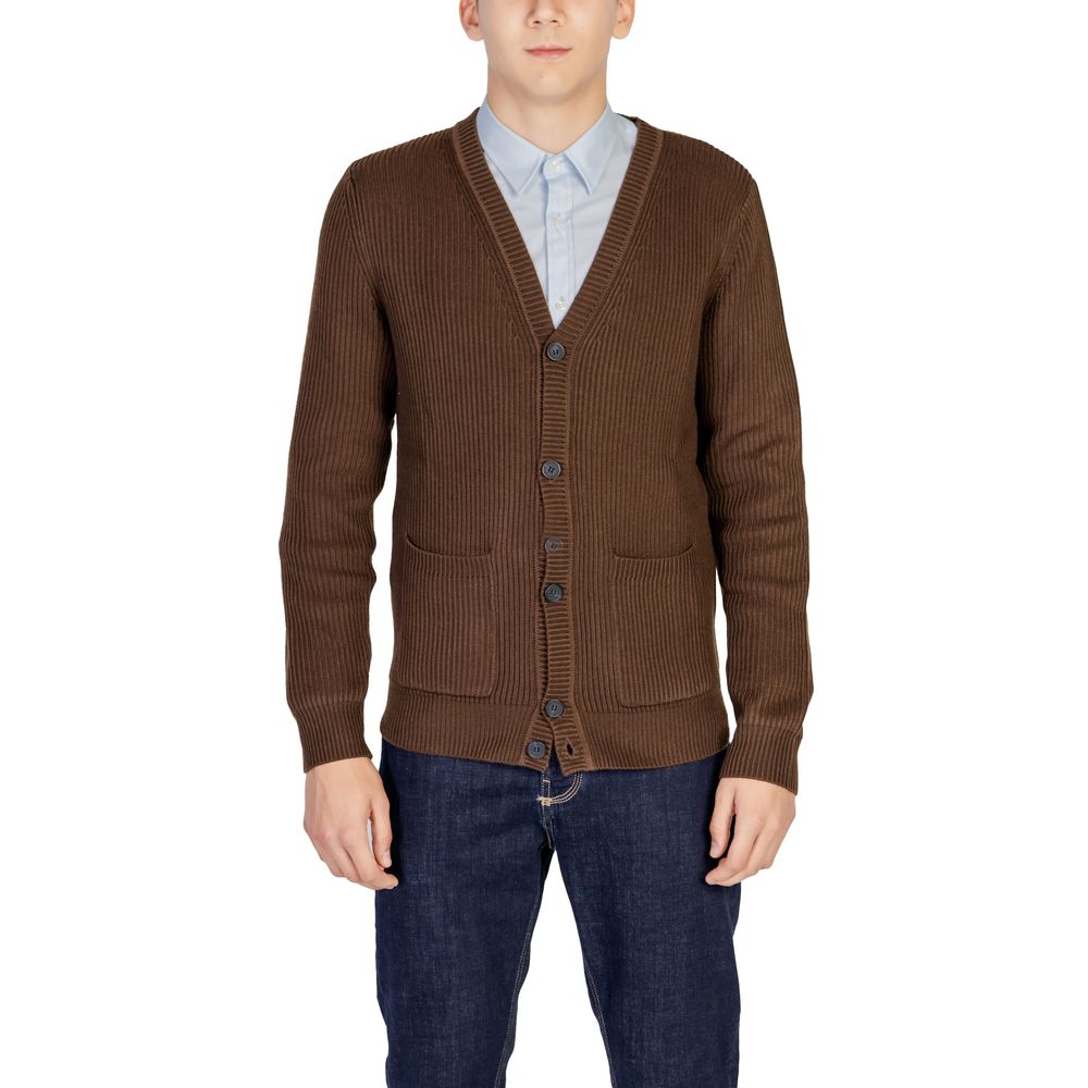 Antony Morato Brown Wool Cardigan for Elevated Style