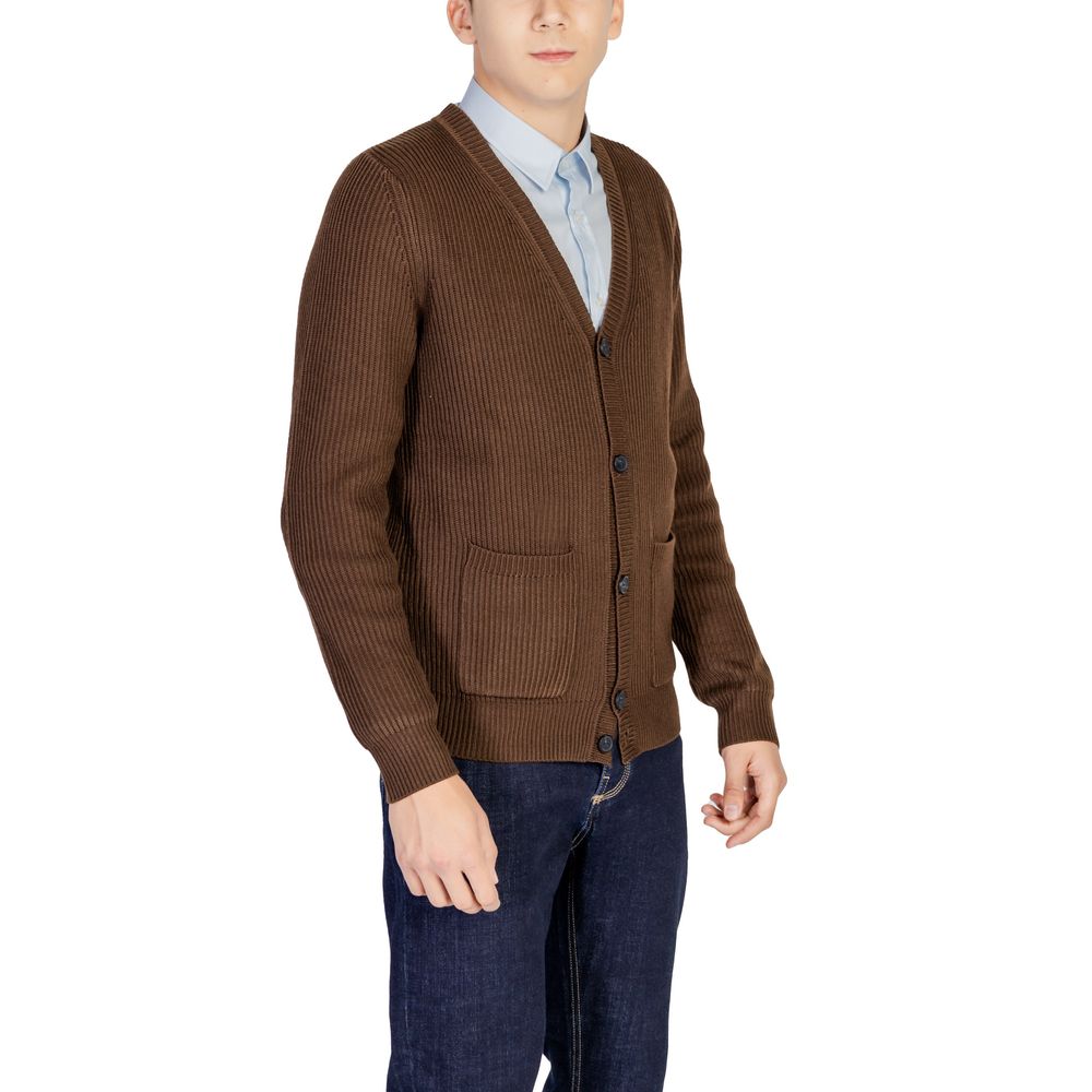 Antony Morato Brown Wool Cardigan for Elevated Style