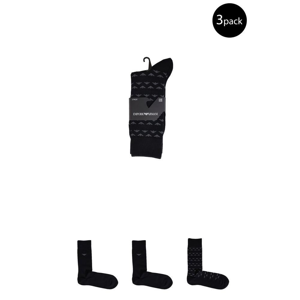 Emporio Armani Black Cotton Sock for Sophisticated Style