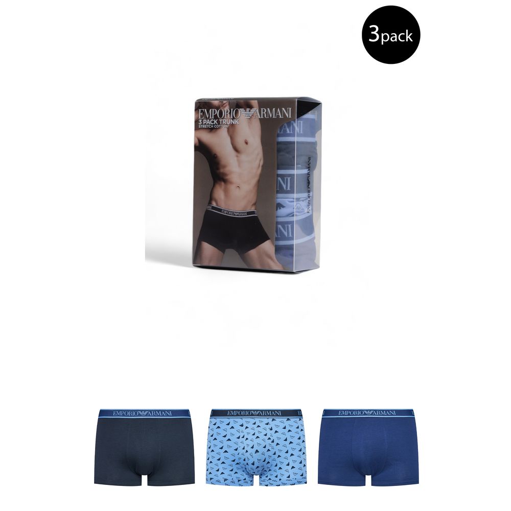 Emporio Armani Blue Cotton Underwear Trunks Set