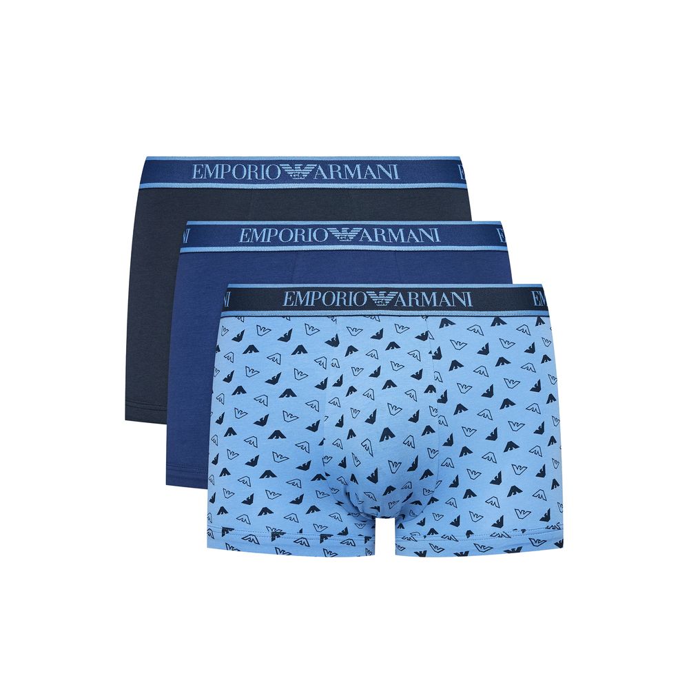 Emporio Armani Blue Cotton Underwear Trunks Set