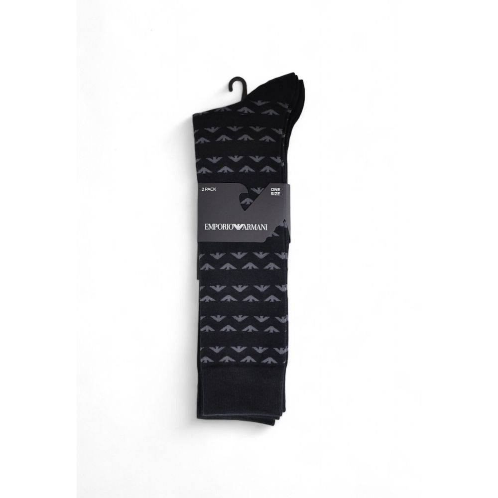 Emporio Armani Black Cotton Sock for Sophisticated Style