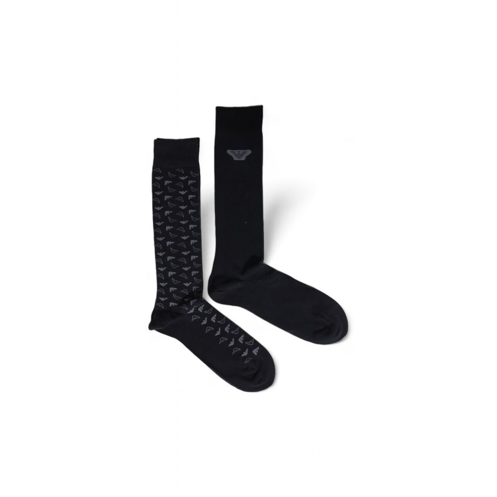 Emporio Armani Black Cotton Sock for Luxurious Comfort